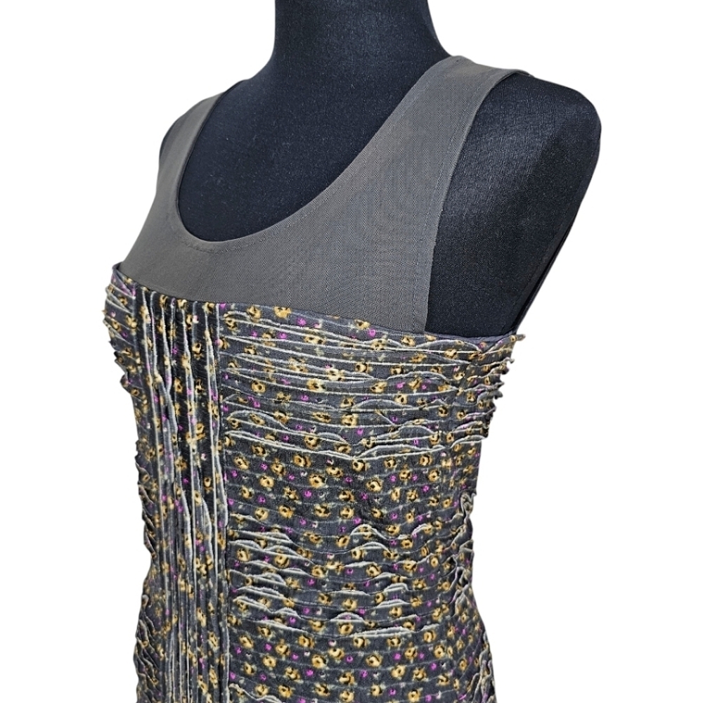 Free People Floral Bodycon Dress Sz Small Black Mini Y2K 00s Textured Grungecore - Picture 9 of 16